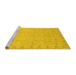 Sideview of Machine Washable Oriental Yellow Traditional Rug, wshabs2714yw