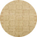 Round Abstract Gold Oriental Rug, abs2714