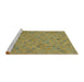 Sideview of Machine Washable Abstract Brass Green Rug, wshabs2715