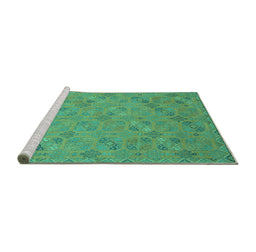 Sideview of Machine Washable Oriental Turquoise Traditional Area Rugs, wshabs2715turq
