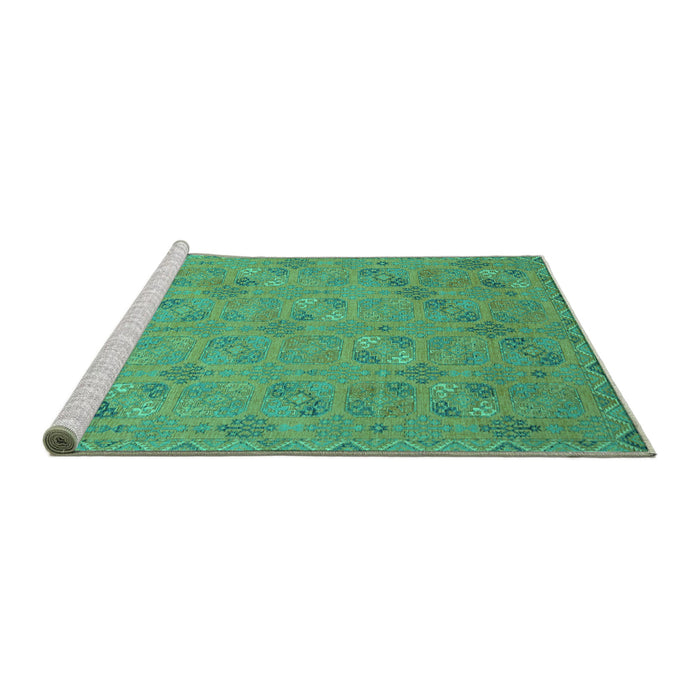 Sideview of Machine Washable Oriental Turquoise Traditional Area Rugs, wshabs2715turq