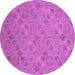 Round Machine Washable Oriental Purple Traditional Area Rugs, wshabs2715pur