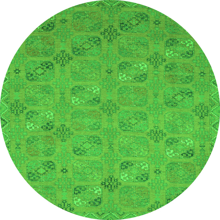 Round Oriental Green Traditional Rug, abs2715grn