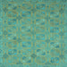 Square Machine Washable Oriental Light Blue Traditional Rug, wshabs2715lblu