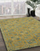 Machine Washable Abstract Brass Green Rug in a Family Room, wshabs2715