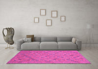 Machine Washable Oriental Pink Traditional Rug, wshabs2715pnk