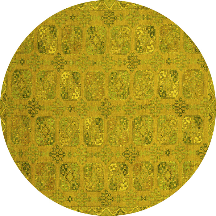 Round Oriental Yellow Traditional Rug, abs2715yw