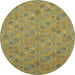 Round Machine Washable Abstract Brass Green Rug, wshabs2715