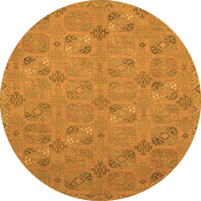 Round Machine Washable Oriental Orange Traditional Area Rugs, wshabs2715org