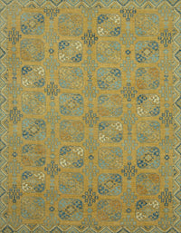 Machine Washable Abstract Brass Green Rug, wshabs2715