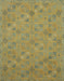 Machine Washable Abstract Brass Green Rug, wshabs2715