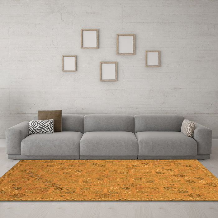 Machine Washable Oriental Orange Traditional Area Rugs in a Living Room, wshabs2715org