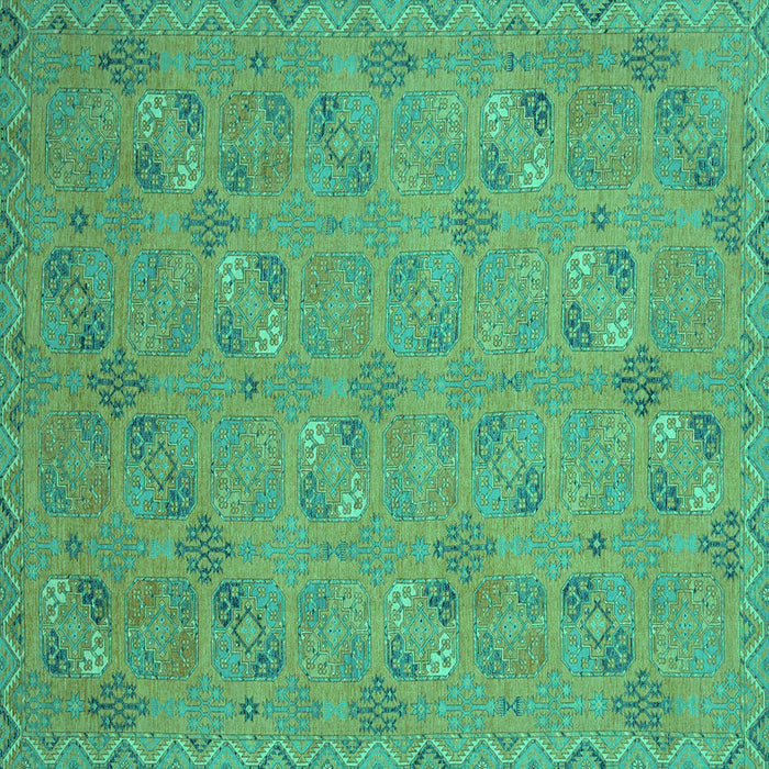 Square Machine Washable Oriental Turquoise Traditional Area Rugs, wshabs2715turq