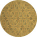 Round Oriental Brown Traditional Rug, abs2715brn