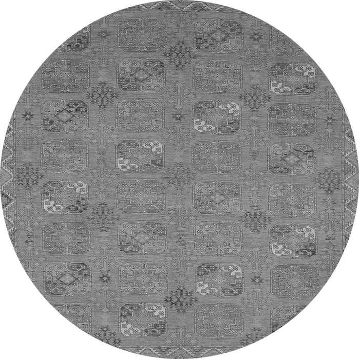 Round Machine Washable Oriental Gray Traditional Rug, wshabs2715gry