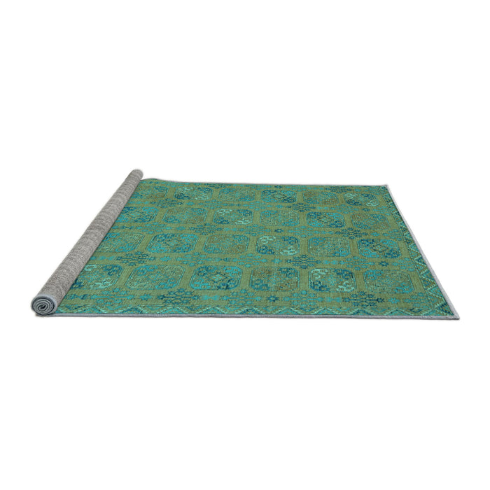 Sideview of Machine Washable Oriental Light Blue Traditional Rug, wshabs2715lblu