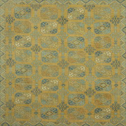 Square Machine Washable Abstract Brass Green Rug, wshabs2715