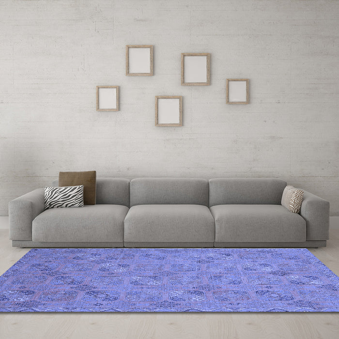 Machine Washable Oriental Blue Traditional Rug in a Living Room, wshabs2715blu
