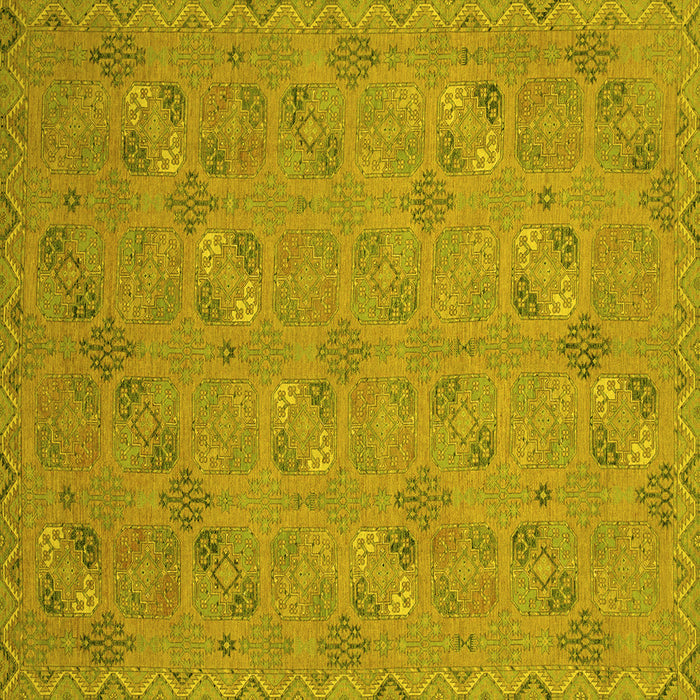 Square Oriental Yellow Traditional Rug, abs2715yw