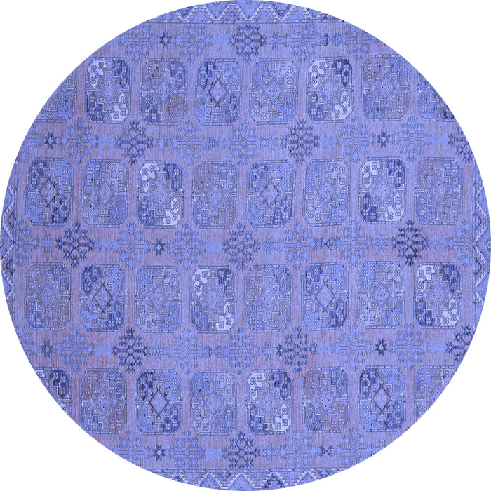 Round Machine Washable Oriental Blue Traditional Rug, wshabs2715blu