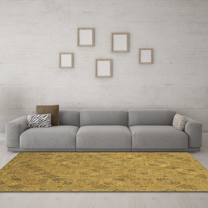 Machine Washable Oriental Brown Traditional Rug in a Living Room,, wshabs2715brn
