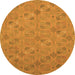 Round Oriental Orange Traditional Rug, abs2715org