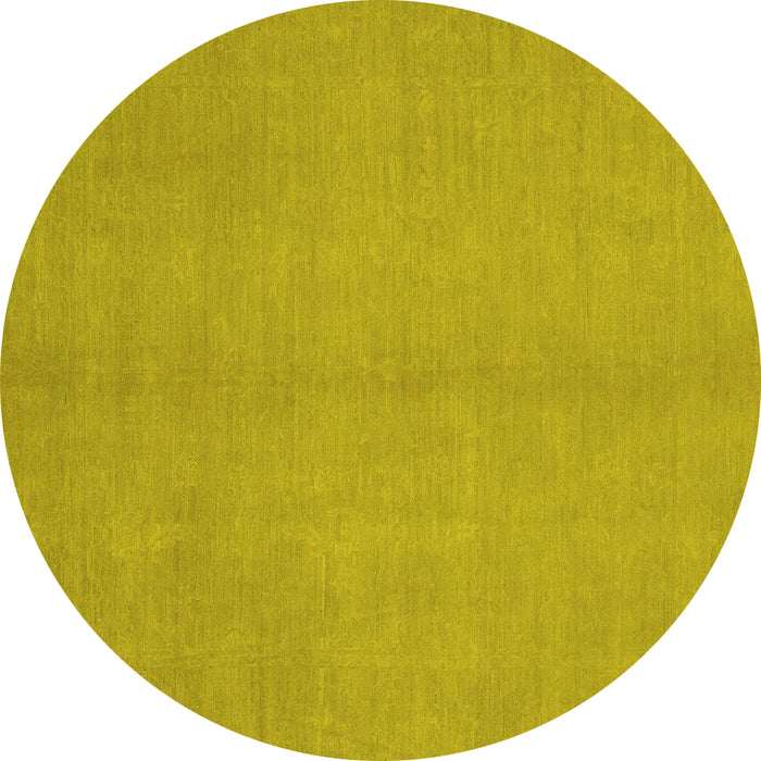Round Machine Washable Abstract Yellow Modern Rug, wshabs2716yw