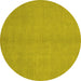 Round Machine Washable Abstract Yellow Modern Rug, wshabs2716yw