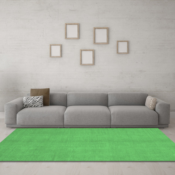 Machine Washable Abstract Emerald Green Modern Area Rugs in a Living Room,, wshabs2716emgrn