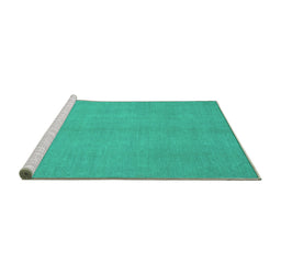 Sideview of Machine Washable Abstract Turquoise Modern Area Rugs, wshabs2716turq