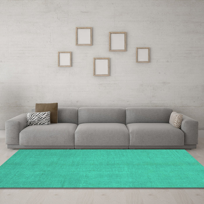Machine Washable Abstract Turquoise Modern Area Rugs in a Living Room,, wshabs2716turq