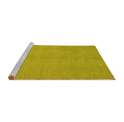Sideview of Machine Washable Abstract Yellow Modern Rug, wshabs2716yw