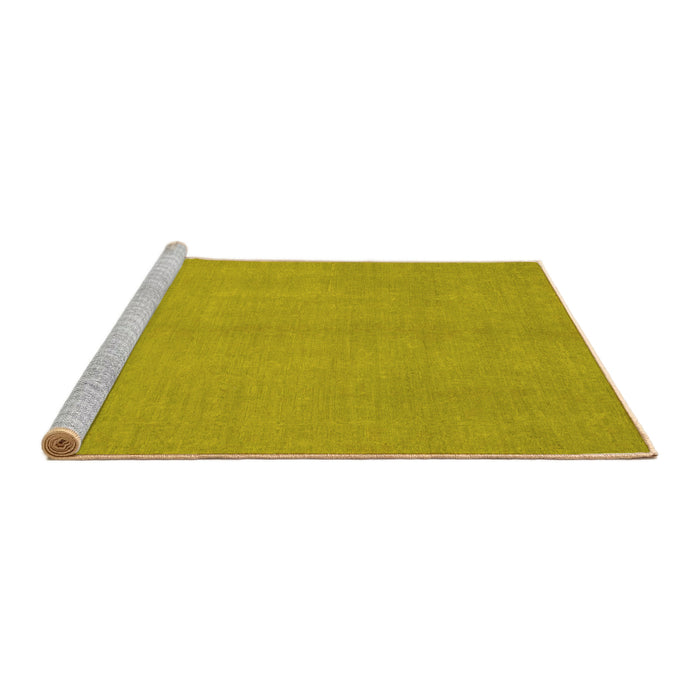 Sideview of Machine Washable Abstract Yellow Modern Rug, wshabs2716yw