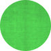 Round Machine Washable Abstract Green Modern Area Rugs, wshabs2716grn