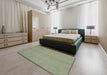 Abstract Khaki Green Modern Rug in a Bedroom, abs2716