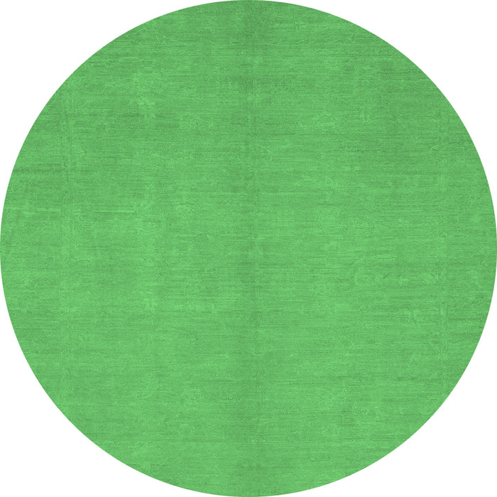 Round Abstract Emerald Green Modern Rug, abs2716emgrn