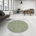 Round Machine Washable Abstract Khaki Green Rug in a Office, wshabs2716