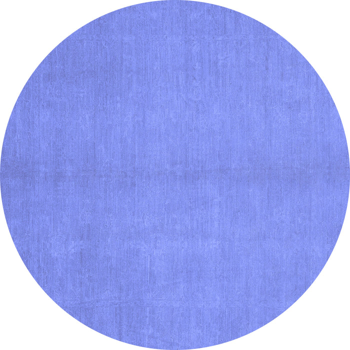 Round Abstract Blue Modern Rug, abs2716blu