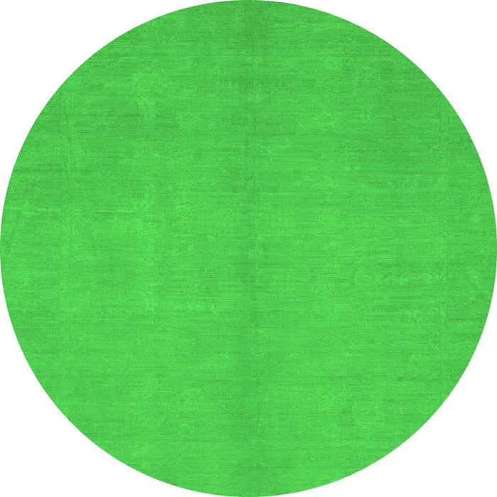 Round Abstract Green Modern Rug, abs2716grn