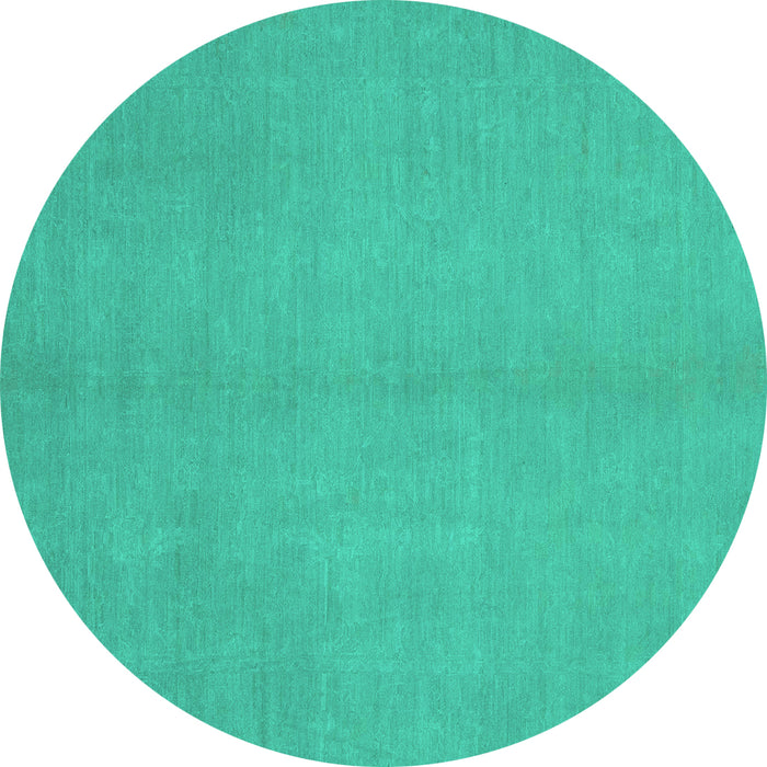 Round Machine Washable Abstract Turquoise Modern Area Rugs, wshabs2716turq