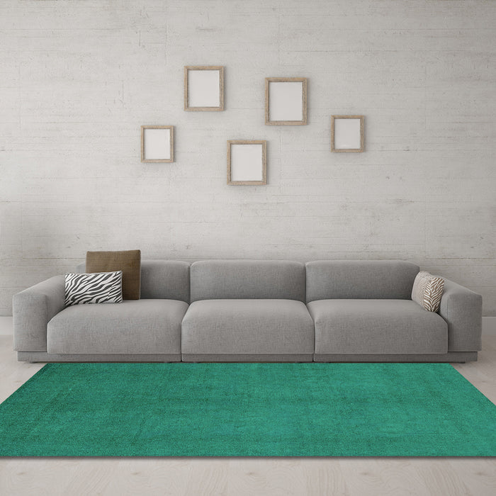 Machine Washable Abstract Turquoise Modern Area Rugs in a Living Room,, wshabs2717turq