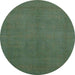 Round Abstract Forest Green Modern Rug, abs2717