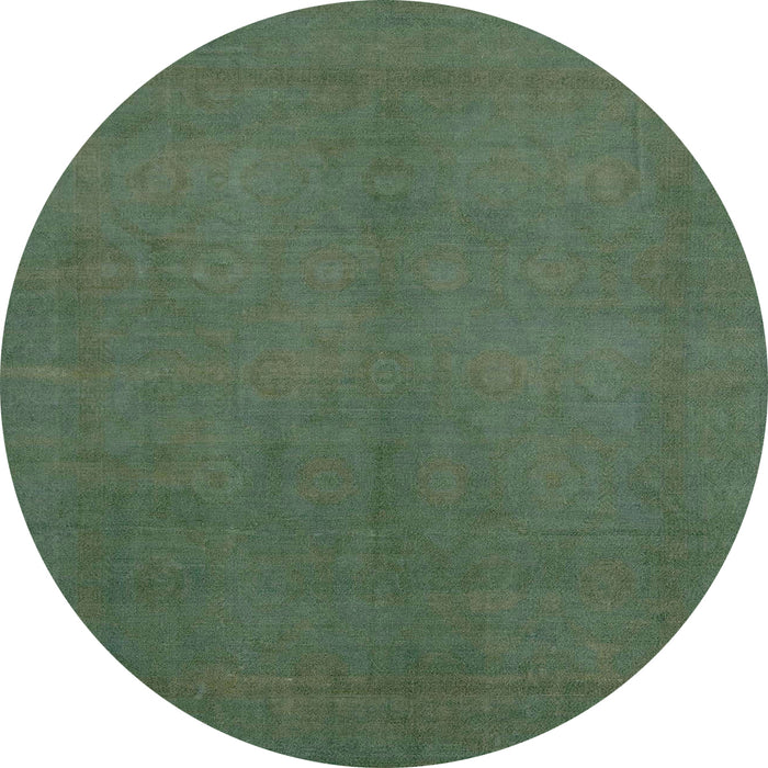 Round Machine Washable Abstract Forest Green Rug, wshabs2717
