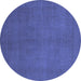 Round Abstract Blue Modern Rug, abs2717blu