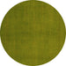 Round Machine Washable Abstract Yellow Modern Rug, wshabs2717yw