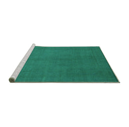 Sideview of Machine Washable Abstract Turquoise Modern Area Rugs, wshabs2717turq