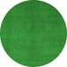 Round Machine Washable Abstract Green Modern Area Rugs, wshabs2717grn