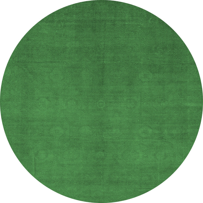Round Abstract Emerald Green Modern Rug, abs2717emgrn