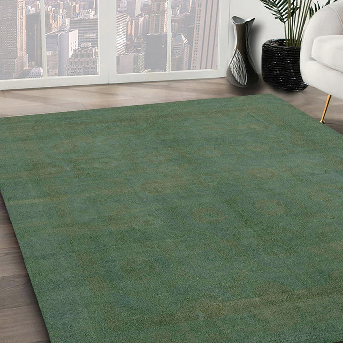 Machine Washable Abstract Forest Green Rug in a Family Room, wshabs2717