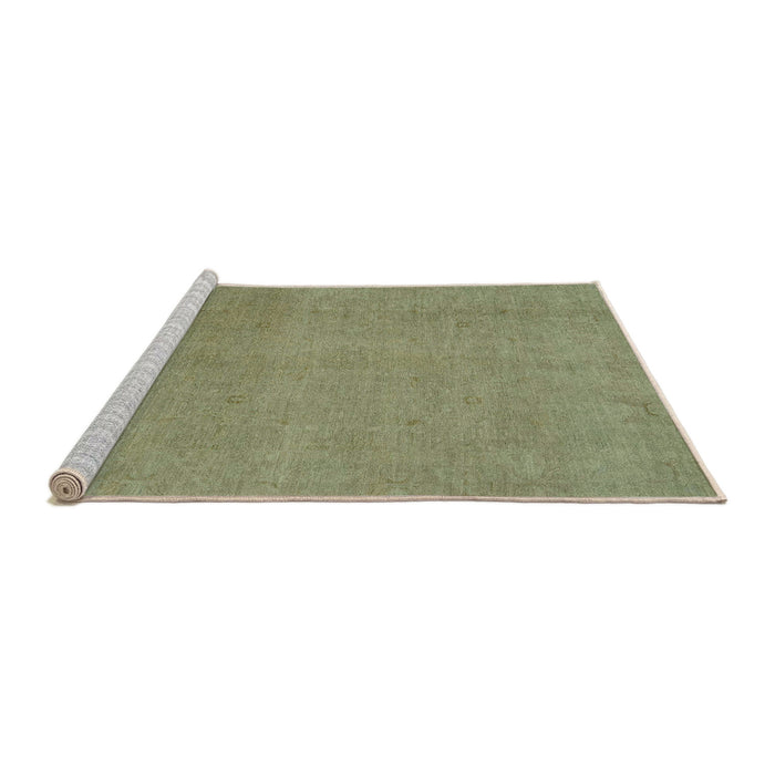 Sideview of Machine Washable Abstract Brass Green Rug, wshabs2718
